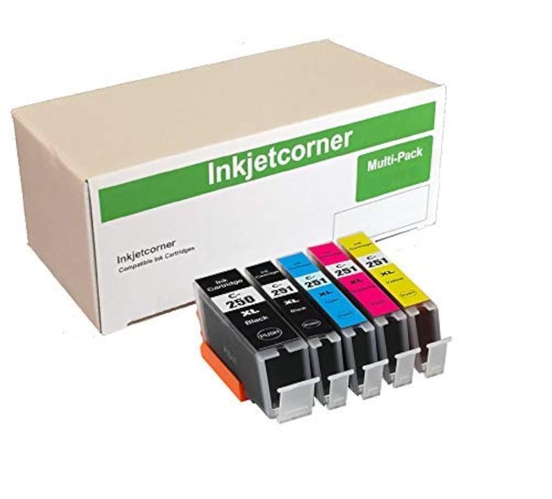 Inkjetcorner Compatible Ink Cartridges Replacement for PGI-250XL CLI-251XL for use with MG6420 MG5520 MG5522 MX922 MG5420 MG5422 (5-Pack)